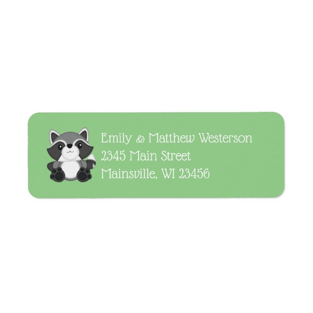 Raccoon Baby Shower Woodland Label (Front)