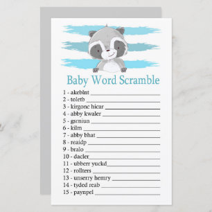 Raccoon Baby word scramble game