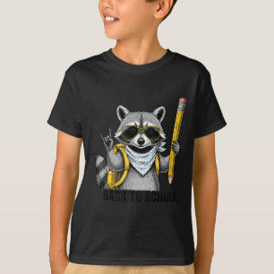 Raccoon Back To School Funny For Teacher Boy Girl  T-Shirt