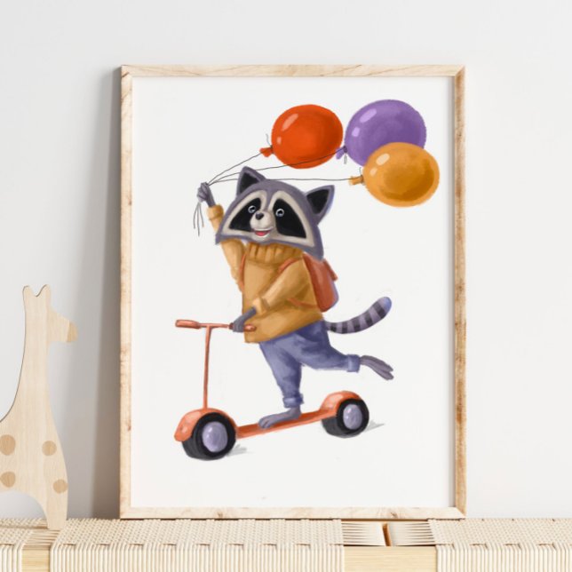 Raccoon Balloons Print | Raccoon Wall Print (Creator Uploaded)