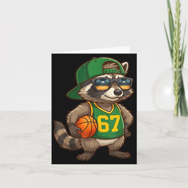 Raccoon Basketball 67 Gen Alpha Slang Srts Men Boy Card (Front)