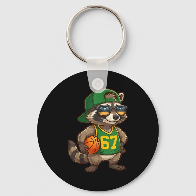 Raccoon Basketball 67 Gen Alpha Slang Srts Men Boy Keychain (Front)