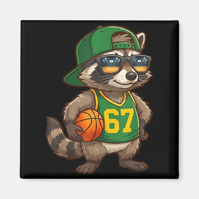 Raccoon Basketball 67 Gen Alpha Slang Srts Men Boy Magnet (Front)