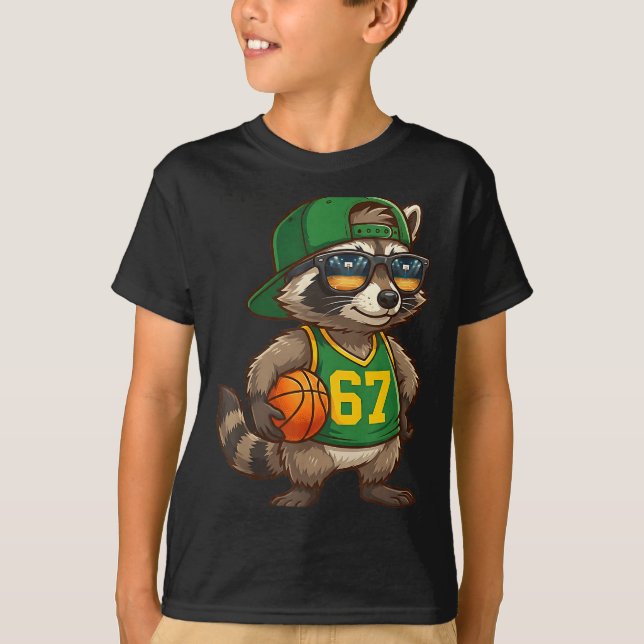 Raccoon Basketball 67 Gen Alpha Slang Srts Men Boy T-Shirt (Front)