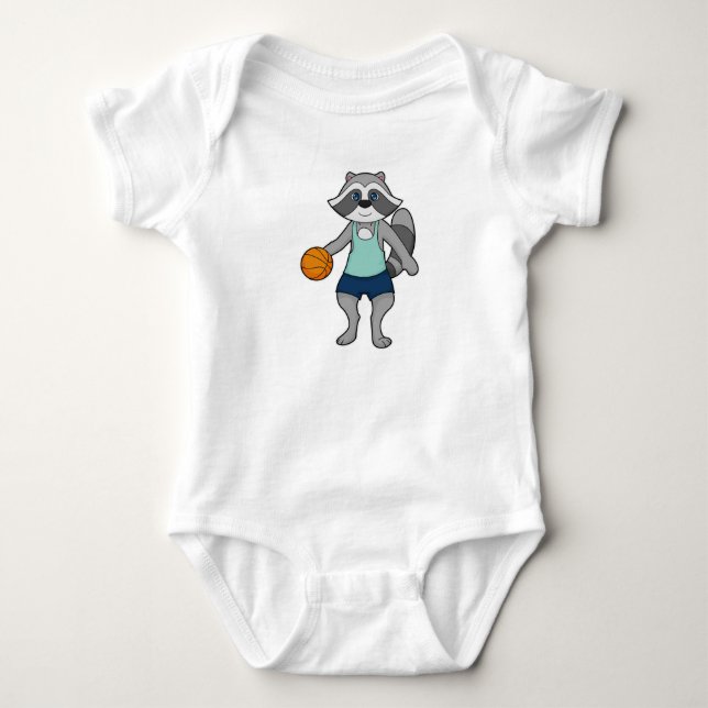 Raccoon Basketball player Basketball Baby Bodysuit (Front)