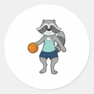 Raccoon Basketball player Basketball Classic Round Sticker