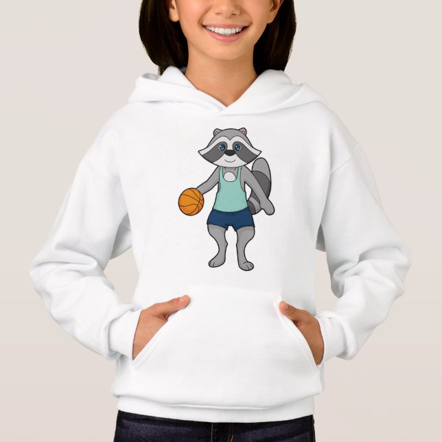 Raccoon Basketball player Basketball Hoodie (Front)