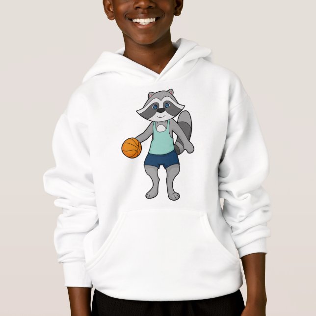 Raccoon Basketball player Basketball Hoodie (Front)