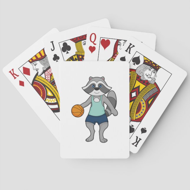 Raccoon Basketball player Basketball Poker Cards (Back)