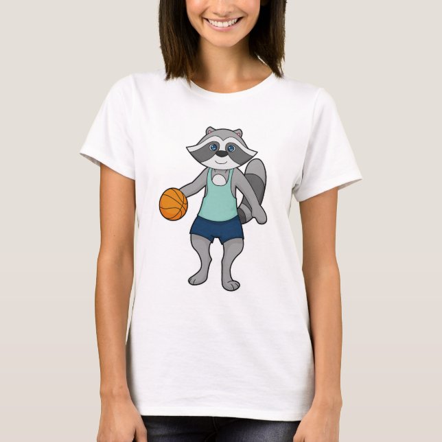 Raccoon Basketball player Basketball T-Shirt (Front)