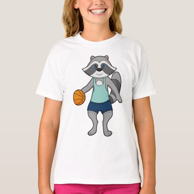 Raccoon Basketball player Basketball T-Shirt (Front)
