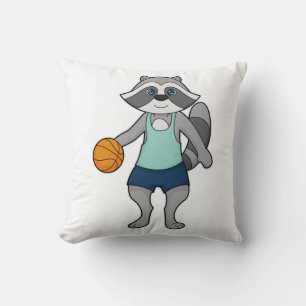 Raccoon Basketball player Basketball Throw Pillow