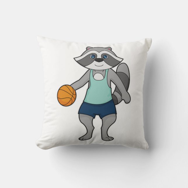 Raccoon Basketball player Basketball Throw Pillow (Front)