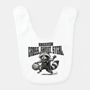 Raccoon Basketball Star - Cross Shoot Steal Graph Baby Bib