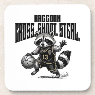 Raccoon Basketball Star - Cross Shoot Steal Graph Beverage Coaster