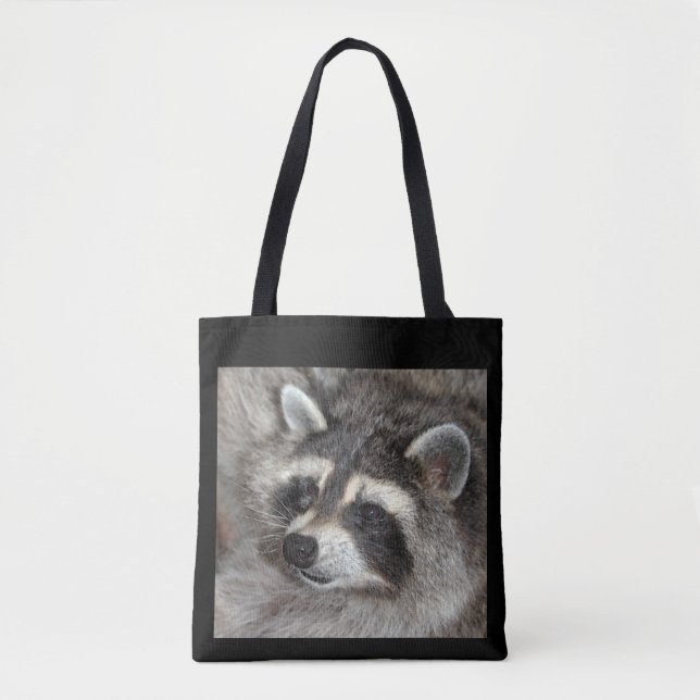 Raccoon big Tote. Blossom the Wild Raccoon Momma Tote Bag (Front)