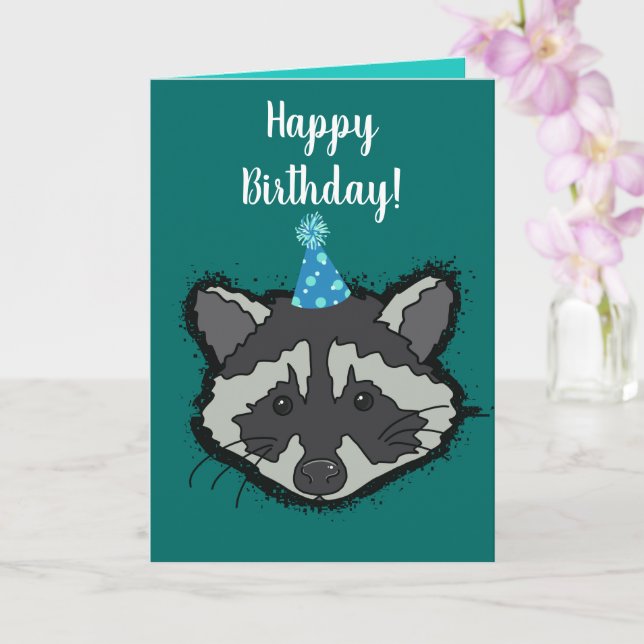 Raccoon Birthday card (Orchid)