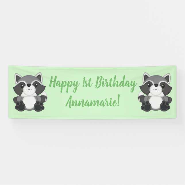 Raccoon Birthday Party Banner (Horizontal)