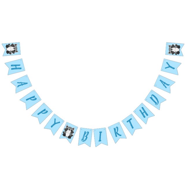 Raccoon Birthday Party Blue Bunting Flags (All)