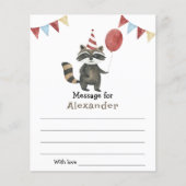 Raccoon birthday time capsule message (Front)