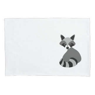 Raccoon Black and White Illustration Pillow Case