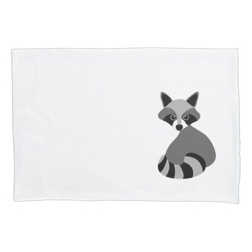 Raccoon Black and White Illustration Pillow Case