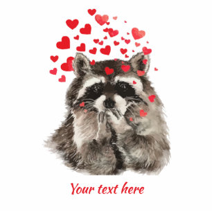 Raccoon Blowing Kisses Animal Watercolor message Cutout