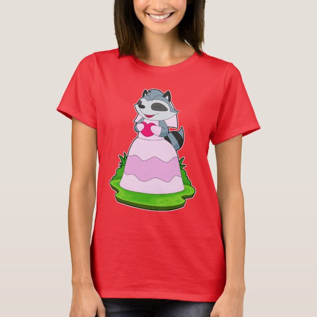 Raccoon Bride Heart Wedding T-Shirt (Front)