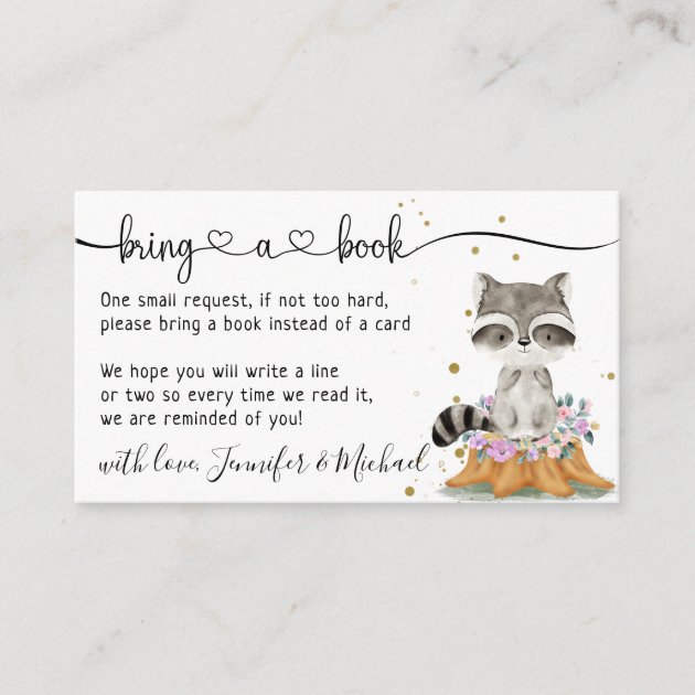 Raccoon Bring a Book Enclosure Card