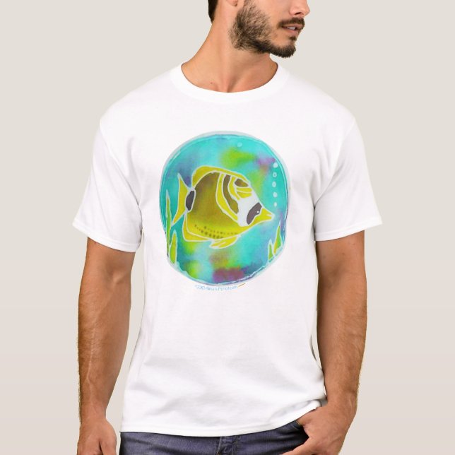 Raccoon Butterfly Fish Batik Art T-Shirt (Front)