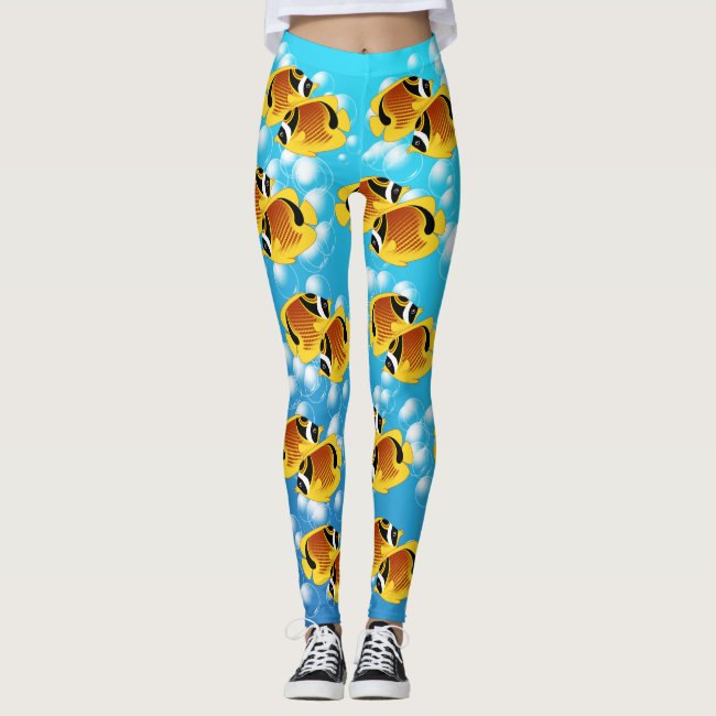 Raccoon Butterflyfish in Bubbly Water Leggings