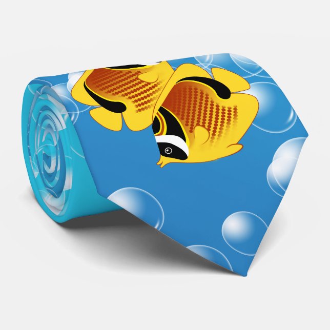 Raccoon Butterflyfish in Bubbly Water Tie (Rolled)