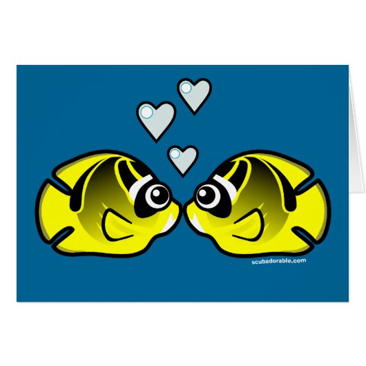 Raccoon Butterflyfish Love Cards (Front Horizontal)