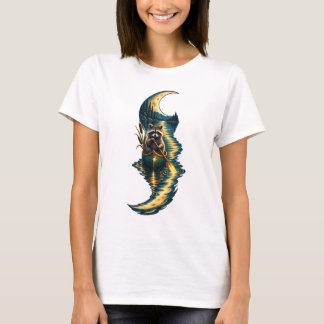 Raccoon Canoe Under the Moonlit Lake T-Shirt