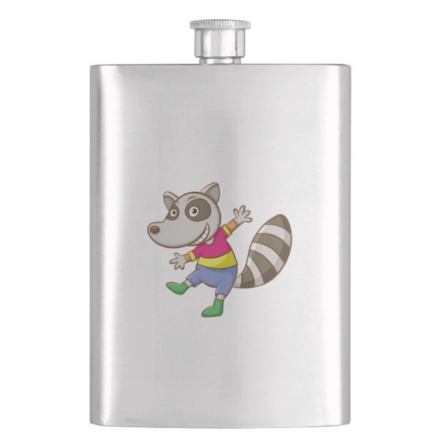 Raccoon cartoon hip flask (Front)