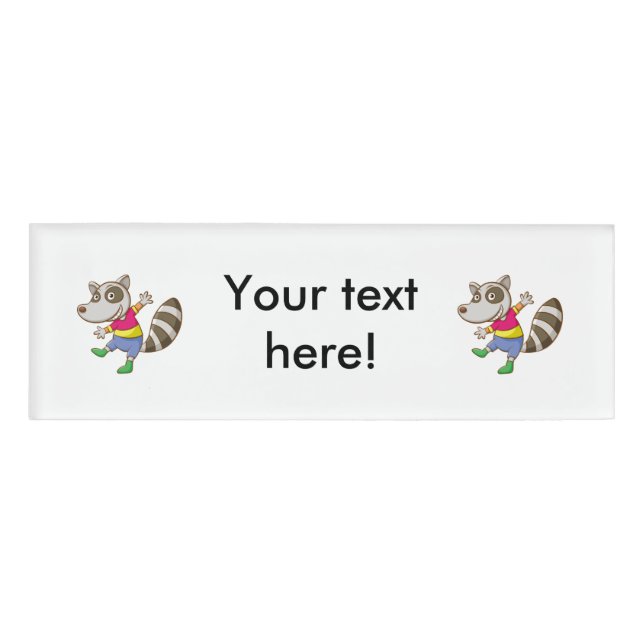 Raccoon cartoon name tag (Front)