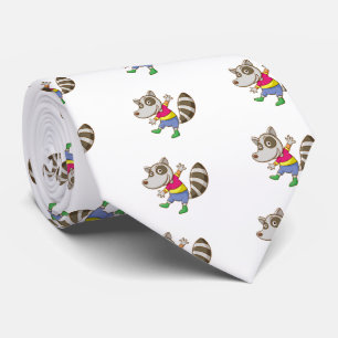 Raccoon cartoon neck tie