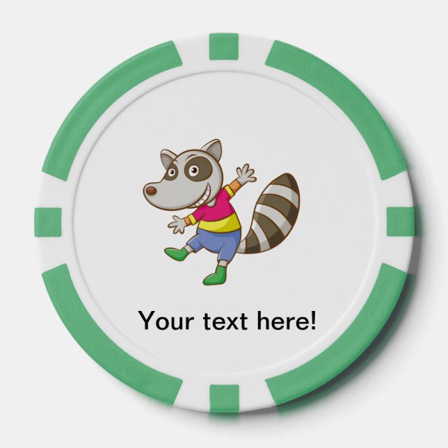 Raccoon cartoon poker chips (Front)