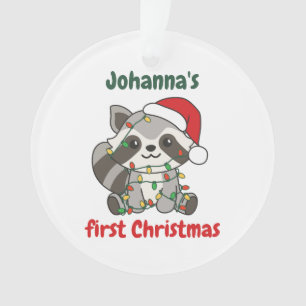 Raccoon Christmas Babys first Christmas Ornament