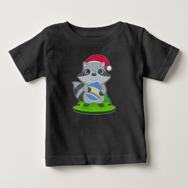 Raccoon Christmas Christmas ball Baby T-Shirt (Front)