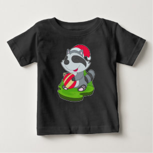 Raccoon Christmas Christmas ball Baby T-Shirt