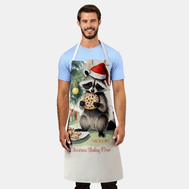 Raccoon Christmas Cookie Baking Crew Apron (Worn)