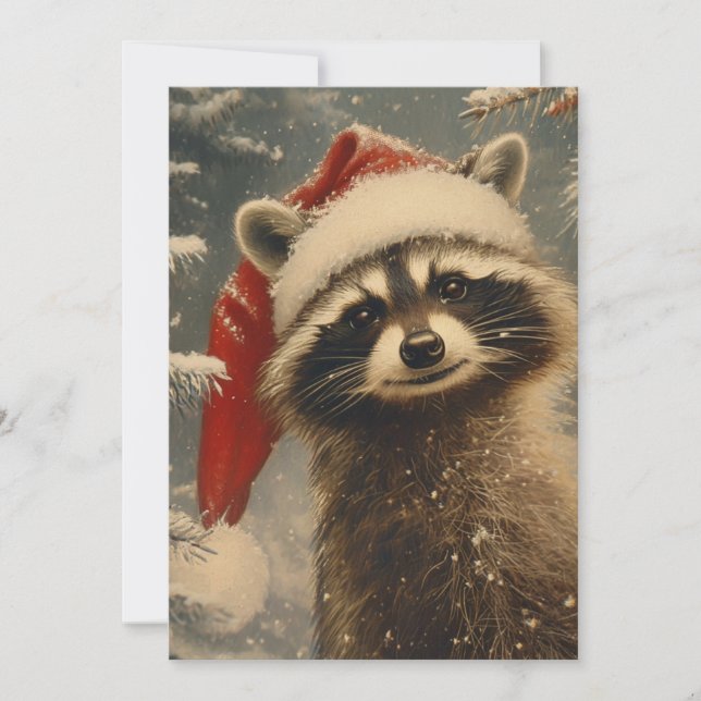 Raccoon Christmas  Holiday Card (Front)