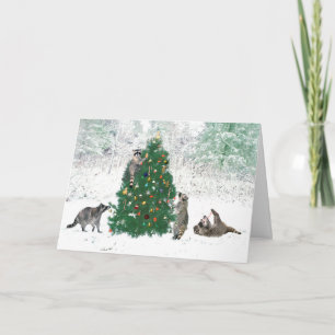 Raccoon Christmas Holiday Card