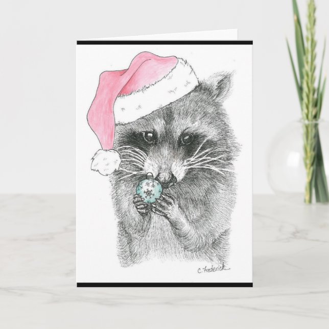 Raccoon Christmas Holiday Card (Front)