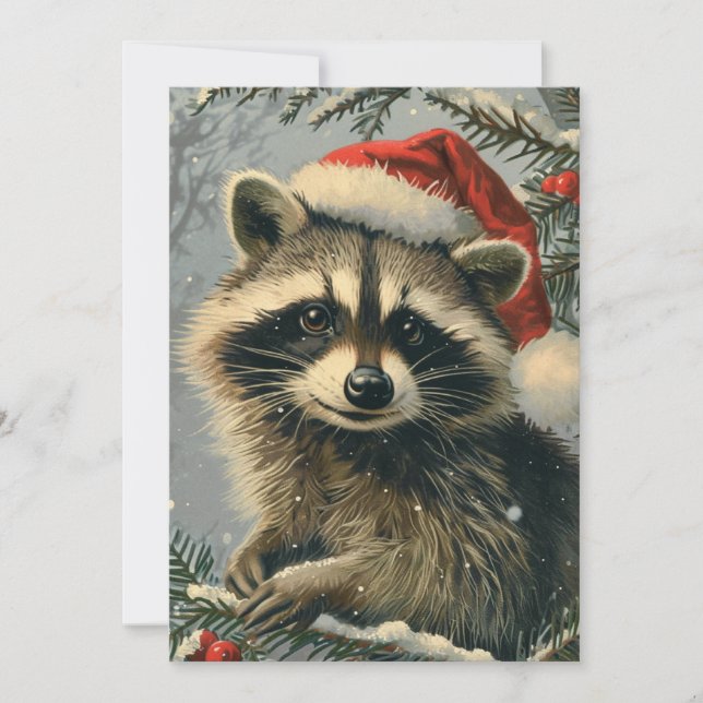 Raccoon Christmas Holiday Card (Front)