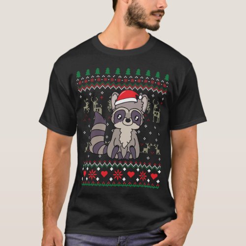 Raccoon Christmas Ornament Gift Funny Ugly T_Shirt