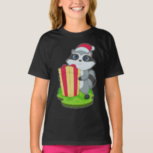 Raccoon Christmas Santa hat T-Shirt