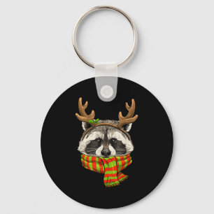 Raccoon Christmas Shirt Xmas Reindeer Trash Panda Keychain
