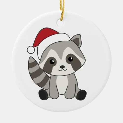 Raccoon Christmas Snow Winter Raccoons Adult Cloth Ceramic Ornament